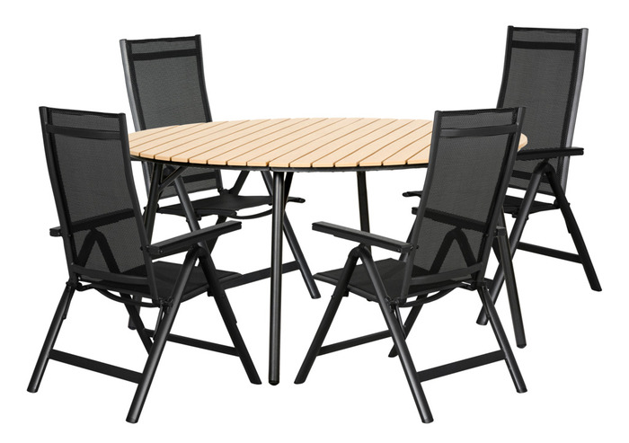 Havebord Ø150 cm stål/nonwood lys teak - Sunlife